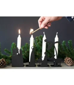 Pluto Adventsstage, julekrybbe i sort metal, kronelys* Adventsstager|Jul