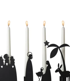 Pluto Adventsstage, julekrybbe i sort metal, kronelys* Adventsstager|Jul