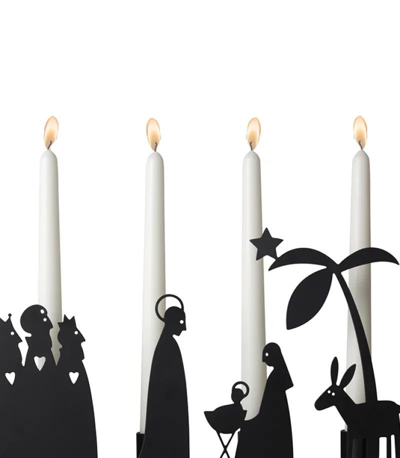 Pluto Adventsstage, julekrybbe i sort metal, kronelys* Adventsstager|Jul