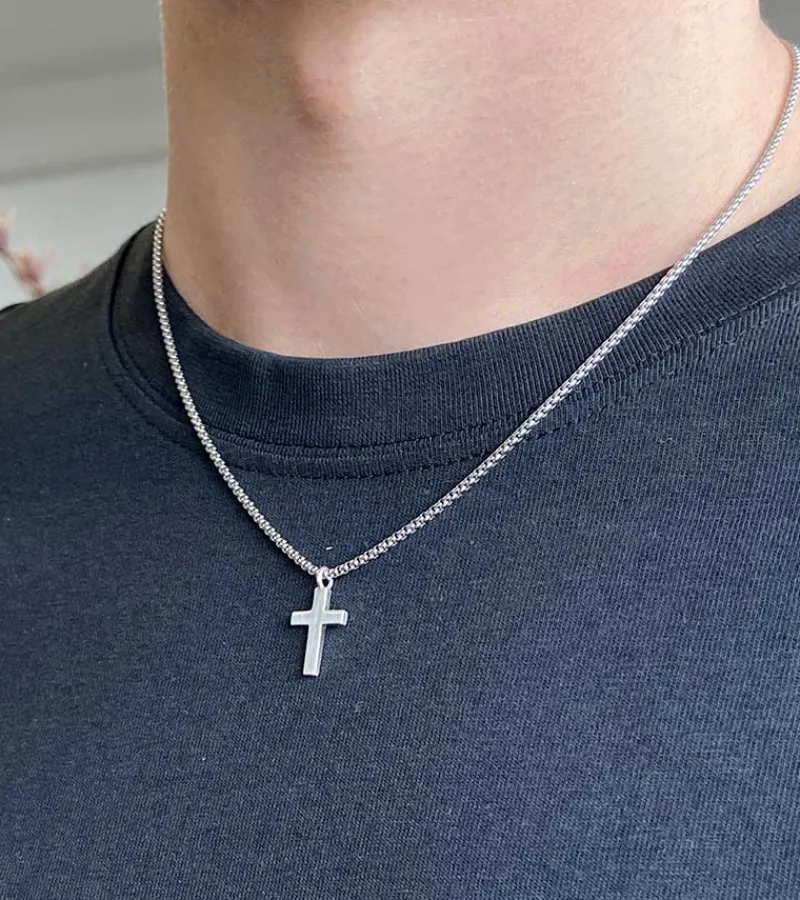 By Gabay , Herre Sølv Kors med kæde, 52 cm* Gave-ideer|Studentergaver