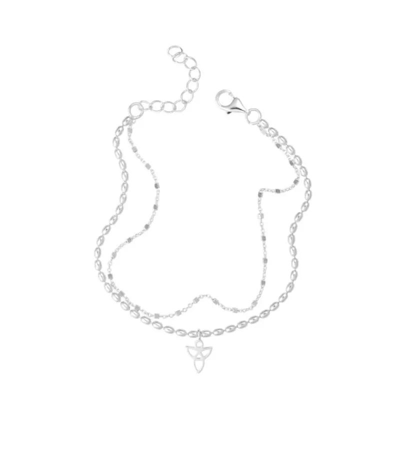 By Gabay , Skytsengel armbånd m. dobbeltkæde sølv, str M/L* Mors Dag|Gave-ideer