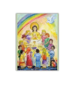 Maria Laach Dobbeltkort med kuvert, Jesus holder festmåltid for børn* Kort|Papirvarer