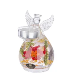 Gilde Dreamlight, Glasengel med fyrfadsstage, Juleblomst* Engle|Jul