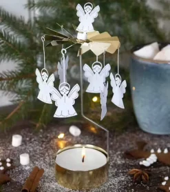 Pluto Englelysspil med hvide engle, Medium* Kalendergaver|Jul