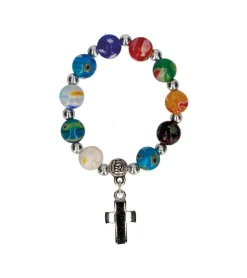 BUBE 10er Rosenbånd m. Millefiori perler* Kors|Bolig