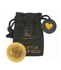 Ru00e4der Design Stories Guld Hjerte amulet i pose* Sorggruppe|Kirker Og Foreninger
