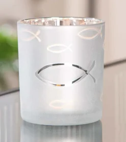 Gilde Ichthys lanterne til fyrfadslys, 8 cm* Konfirmationshilsner|Kirker Og Foreninger