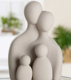 Gilde Keramikskulptur, Familie med 2 børn, Sand, Keramik* Mors Dag|Gave-ideer
