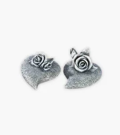 Gilde Kirkegårdspynt, 2 små hjerter med roser* Kirkegården|Sorg-bearbejdning