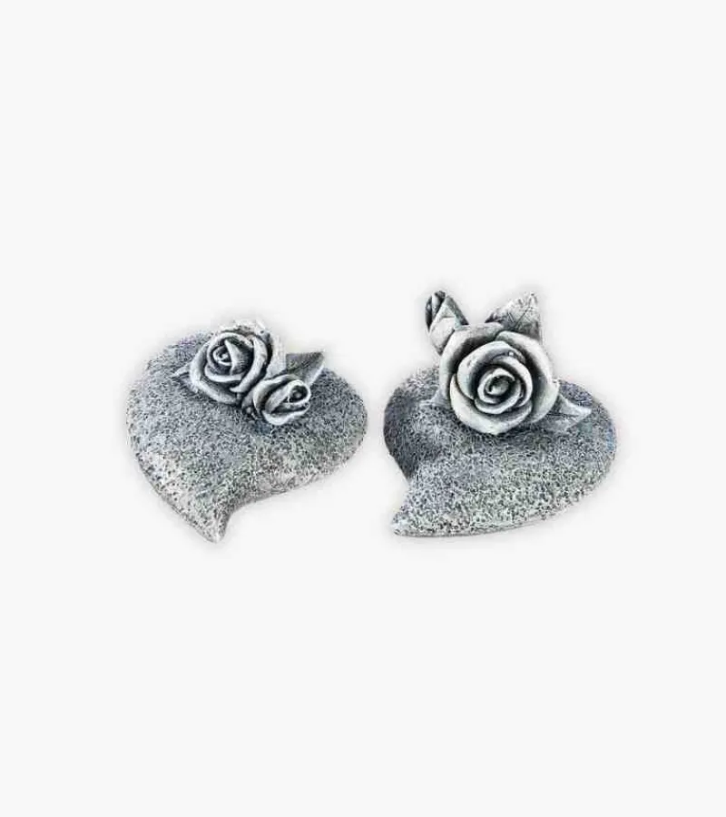 Gilde Kirkegårdspynt, 2 små hjerter med roser* Kirkegården|Sorg-bearbejdning