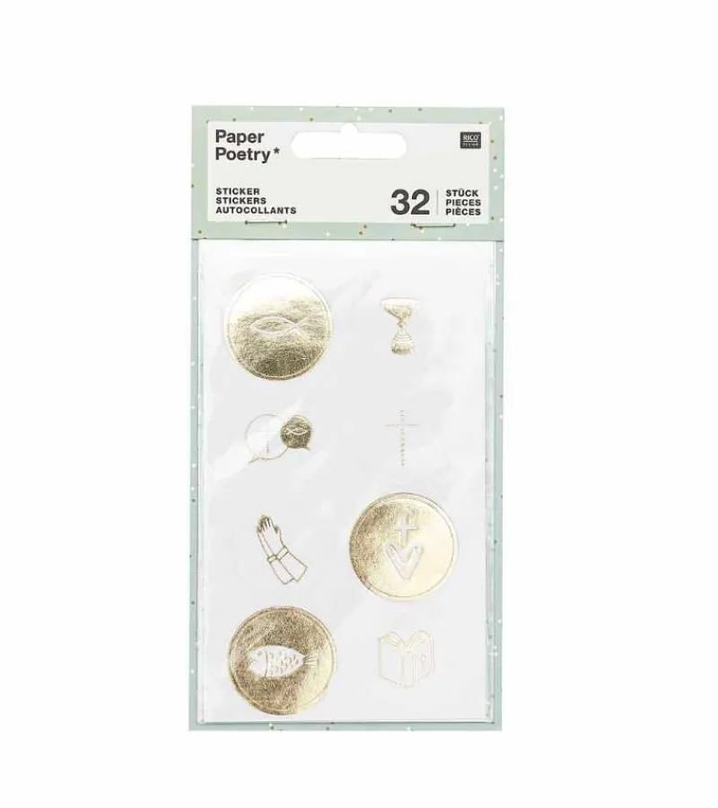 Rico Design Klistermærke Sæt, Symboler, hvid og guld* Servietter Og Pynt|Papirvarer