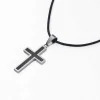 Praisent Kors i sølv og carbon med lædersnor* Studentergaver|Gave-ideer
