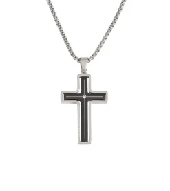 Praisent Kors med kæde, sølv og sort med rhinsten* Studentergaver|Gave-ideer