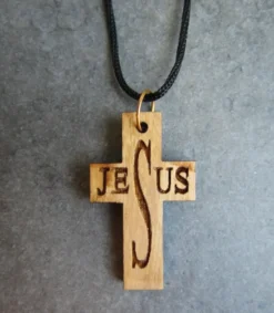 Bethlehem Star Olive Wood Kors med snor, JESUS* Konfirmationshilsner|Kirker Og Foreninger