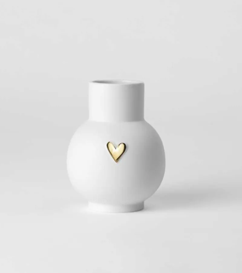 Ru00e4der Design Stories Kuglevase med Guld Hjerte, 13 cm* Mors Dag|Gave-ideer