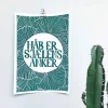 Inge Marie Kirketerp Hansen Linoleumstryk, Håb Er Sjælens Anker, A3 Plakat, Flaskegrøn* Bryllup|Gave-ideer