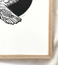 Inge Marie Kirketerp Hansen Linoleumstryk, Håbefugl, sort, A3 Plakat* Mors Dag|Gave-ideer