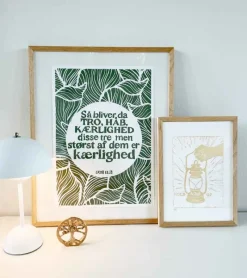 Inge Marie Kirketerp Hansen Linoleumstryk: Hold håbet op, A4 Plakat, Guld* Kondolencehilsen|Sorg-bearbejdning