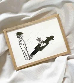 Inge Marie Kirketerp Hansen Linoleumstryk: Sorgblomst, A4 Plakat, Sort* Minde-ting|Sorg-bearbejdning