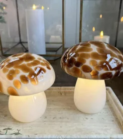 La Vida Mushroom glaslampe LED, Cognac, Stor* Lys|Bolig