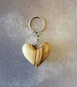 Bethlehem Star Olive Wood Nøglering med hjerte i oliventræ* Kirker Og Foreninger|Kalendergaver