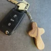 Bethlehem Star Olive Wood Nøglering med Kors i Oliventræ* Kalendergaver|Jul