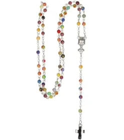 BUBE Rosenkrans m. små farverige milleflori-perler* Konfirmationshilsner|Kirker Og Foreninger