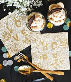 MeAndMyHouse Servietter med guldtryk: Love & Hope* Servietter Og Pynt|Papirvarer