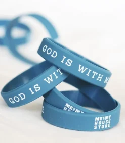 MeAndMyHouse Silikonarmbånd til barn, Blå: God is with me*Børn Kirker Og Foreninger|Til Børn