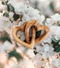 Bethlehem Star Olive Wood To hjerter i oliventræ, lille* Kirker Og Foreninger|Bryllup